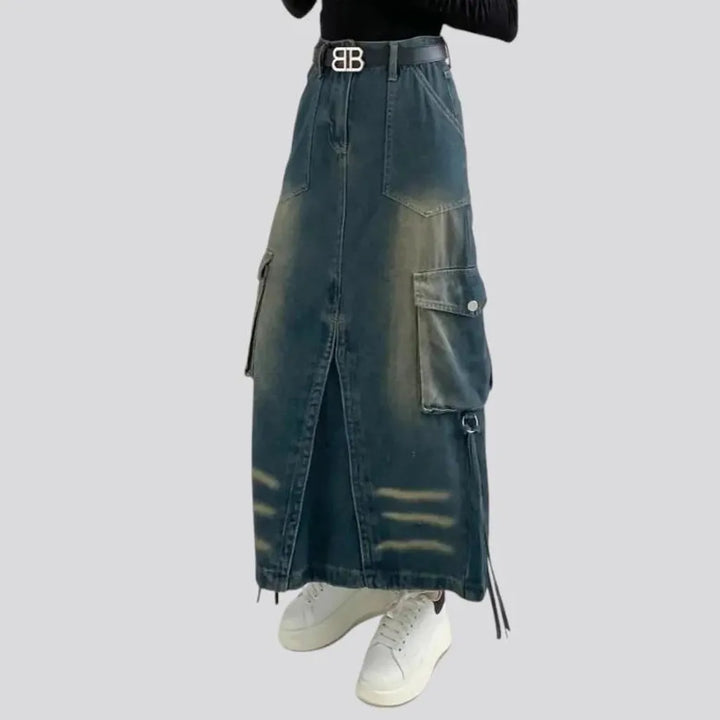 High-waist jeans skirt