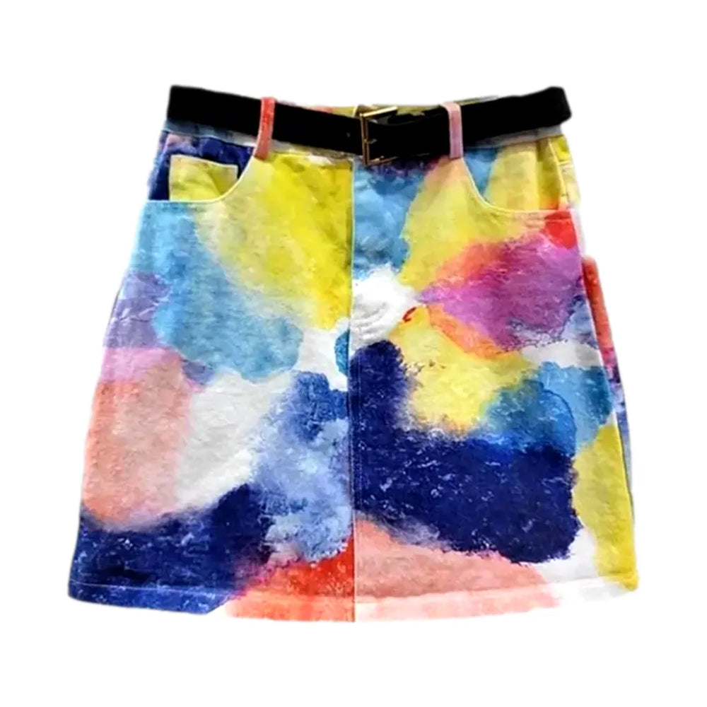 Multicolor Mini Denim Skort - Blue