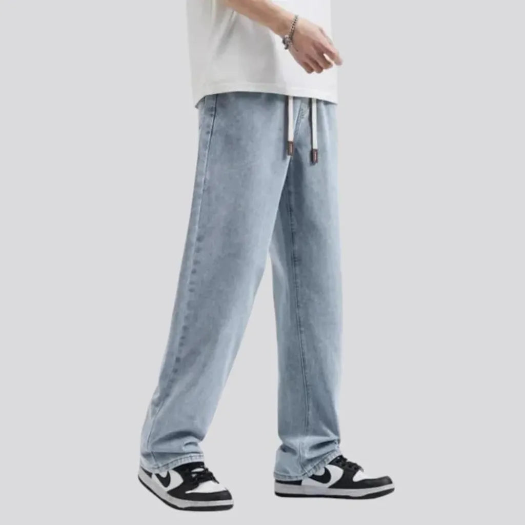 Fashionable mid rise men's denim joggers