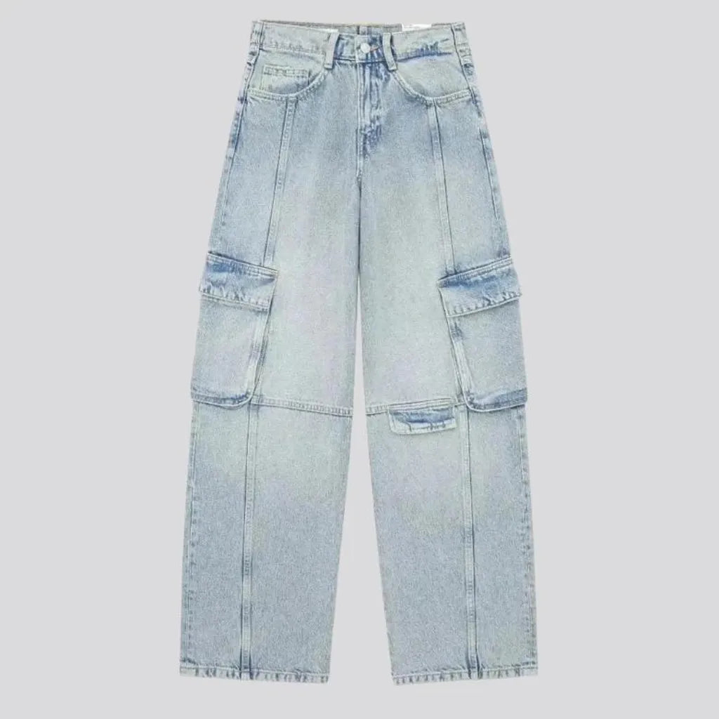 Bleached baggy fit women's jeans