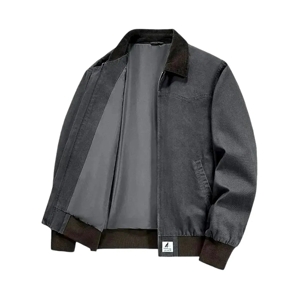 Colorful and Relaxed Jean Bomber Jacket for Men - Grey