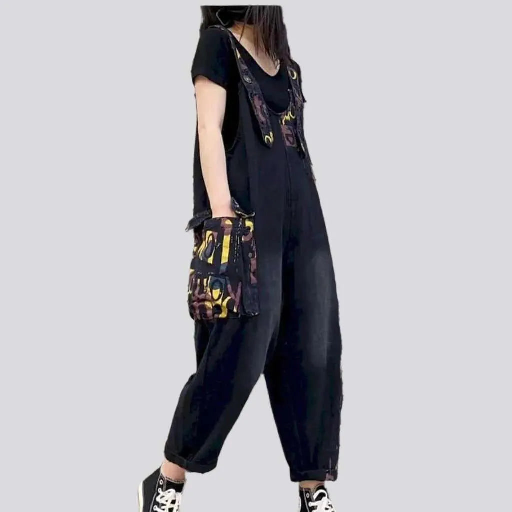 Painted baggy jeans jumpsuit