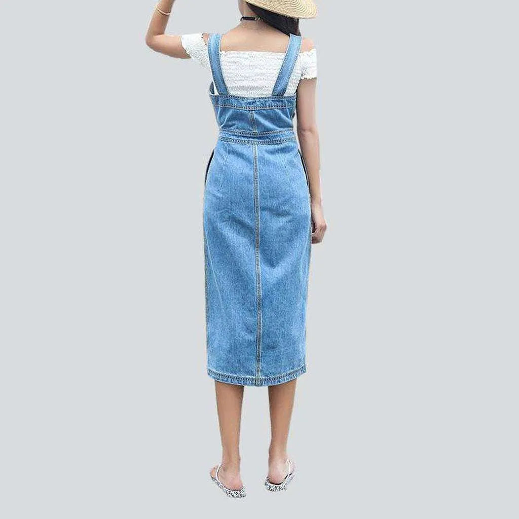 90s light denim tank dress