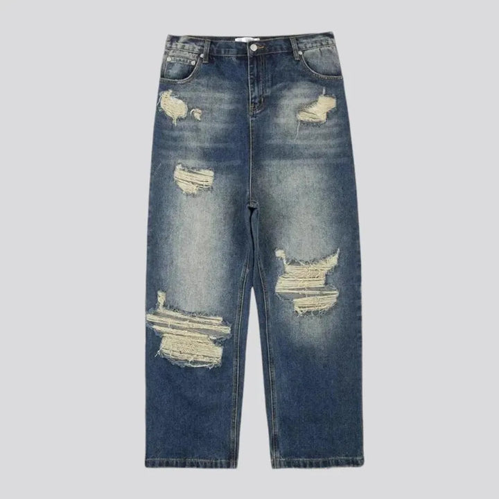 Baggy grunge distressed men's jeans