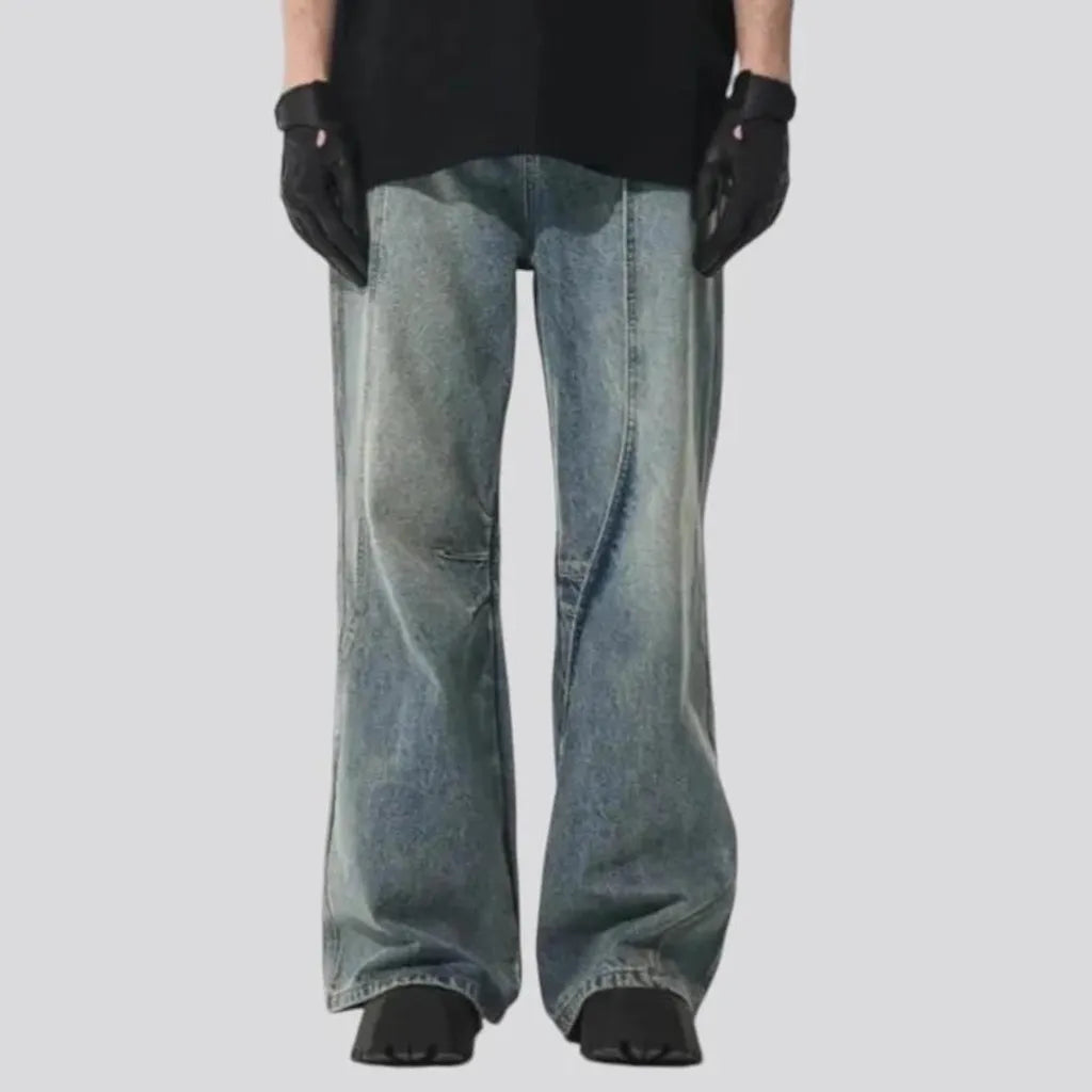 Baggy mid-rise light men's jeans