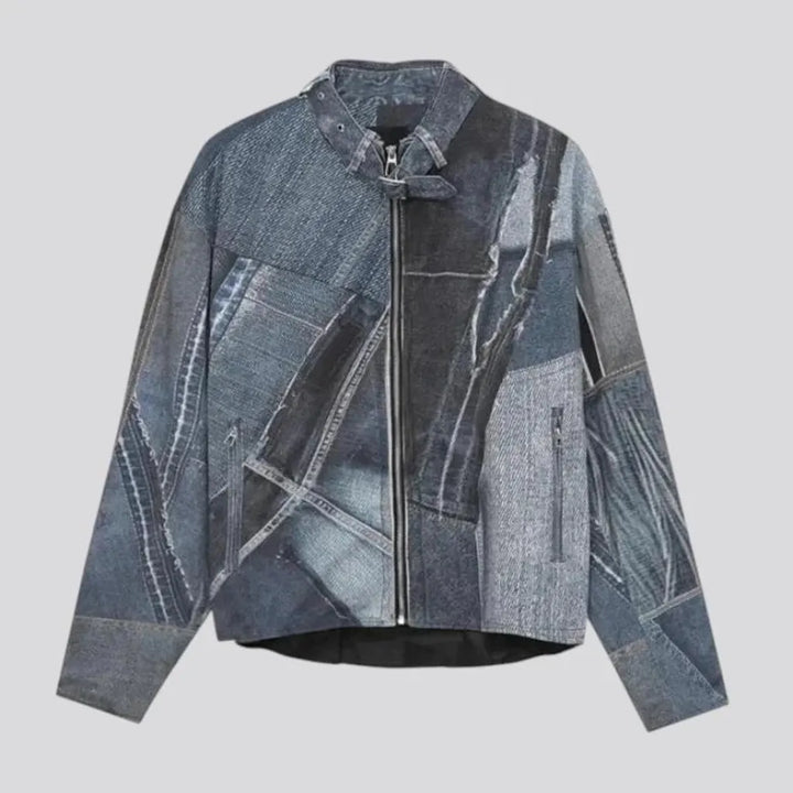 Stylish biker men's denim jacket