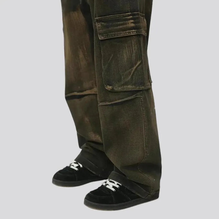 Mid rise cargo men's jeans