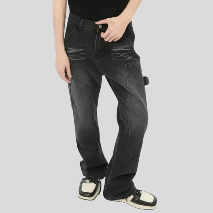 Fashion stonewashed mid-rise men's jeans