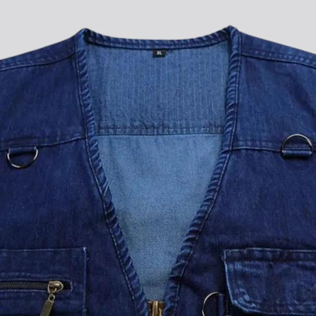 Regular fit vintage work worker men's denim vest