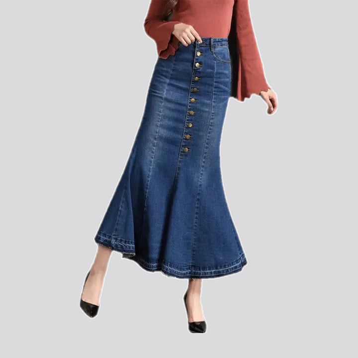 Faded wash boho denim skirt