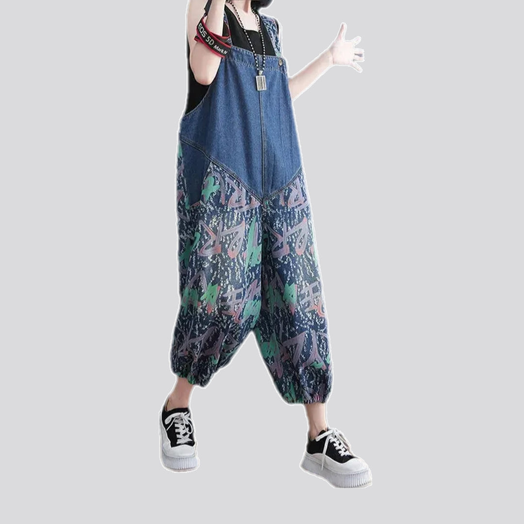 Unique graffiti pattern women's jeans overall