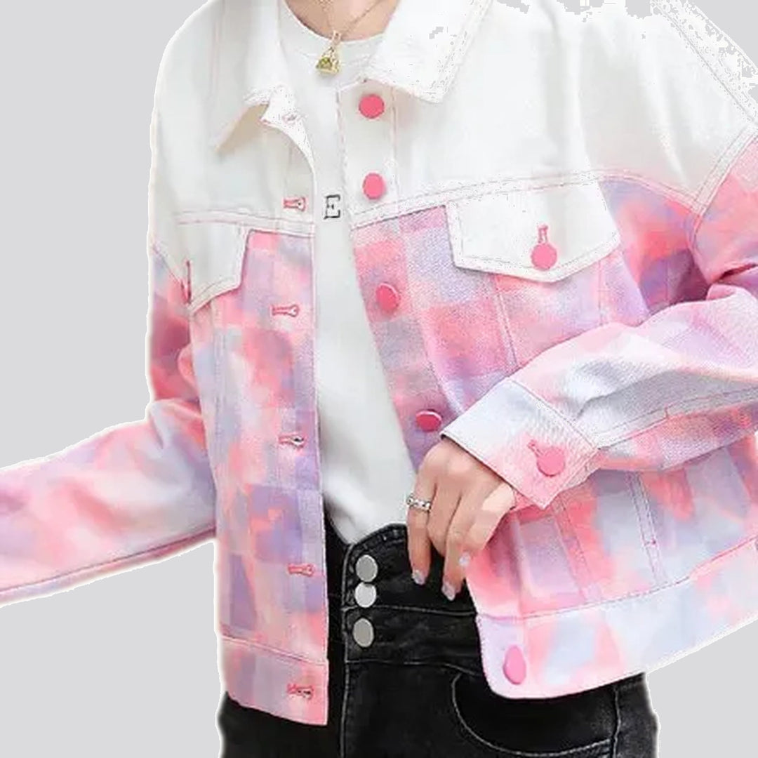 Trendy crop women's denim jacket