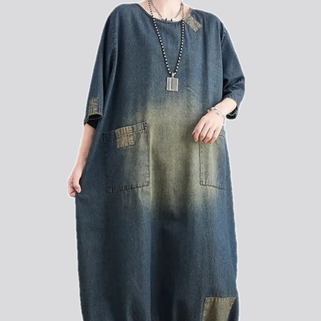 Boho maxi denim dress