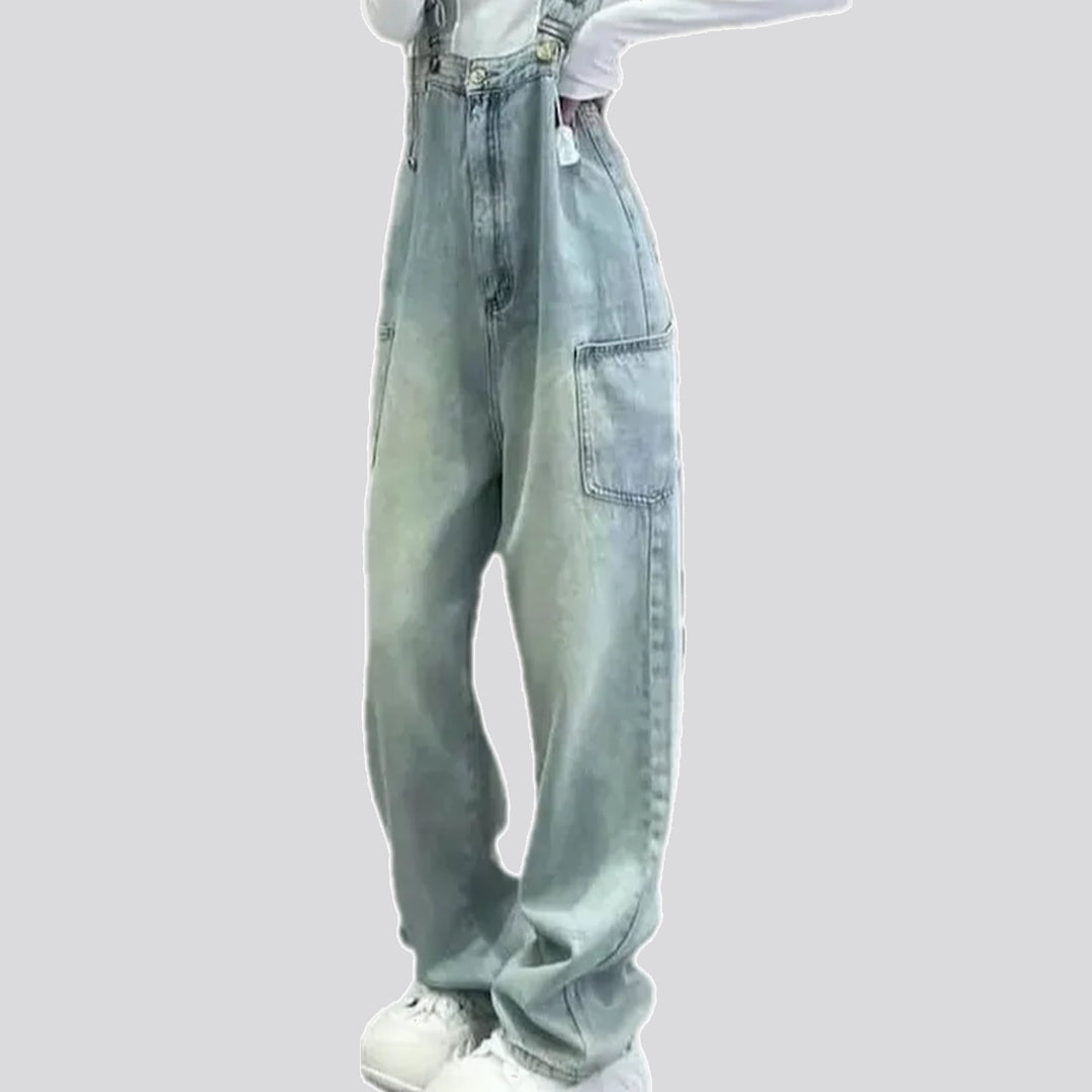 Lightweight slouchy style women's denim overall