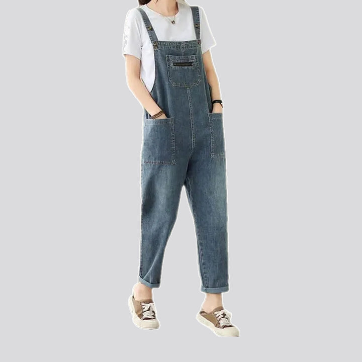 Medium patterned roll hem women's jeans overall