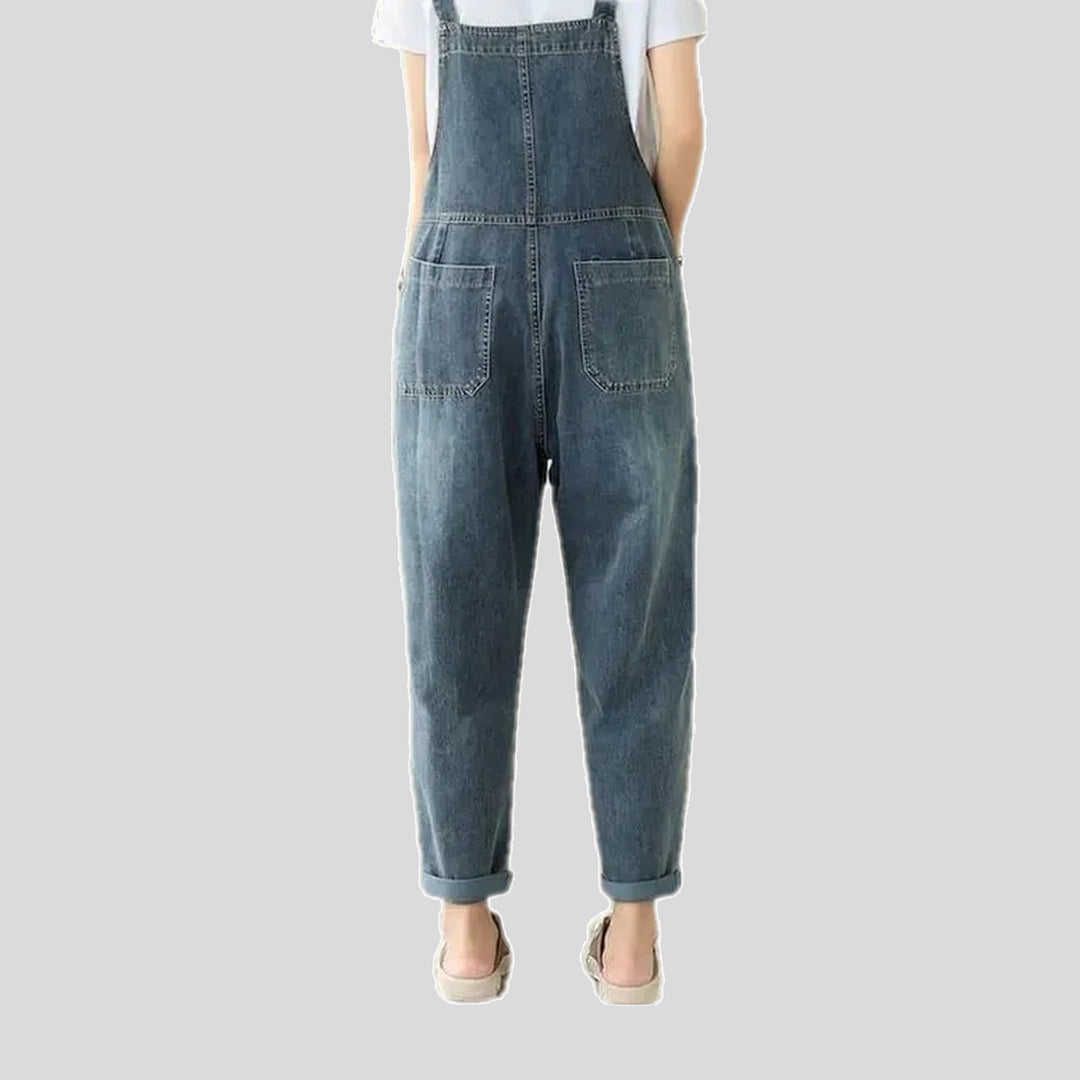 Medium patterned roll hem women's jeans overall