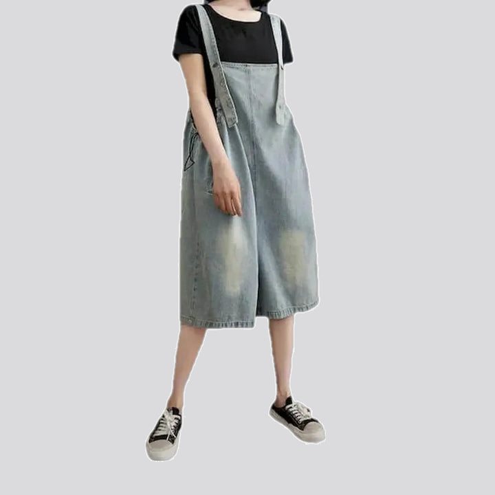 Smoothed stonewashed casual women's denim overall