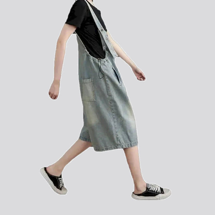 Smoothed stonewashed casual women's denim overall