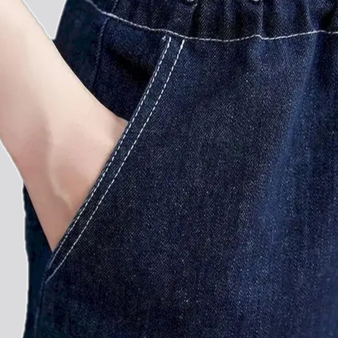 Baggy dark style denim overall for women