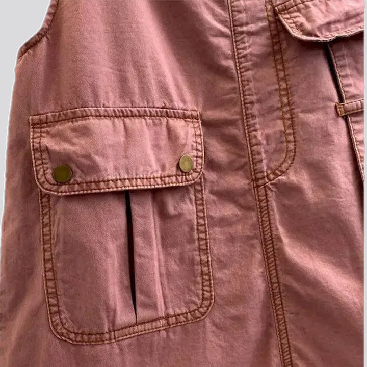 Baggy fit cargo pockets women's denim overall