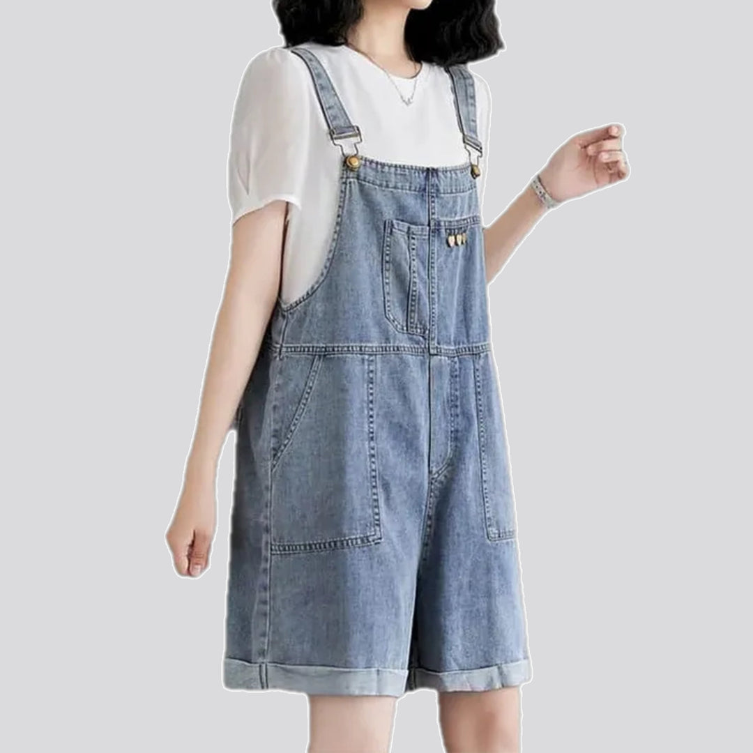 Baggy fit stylish women's denim overall