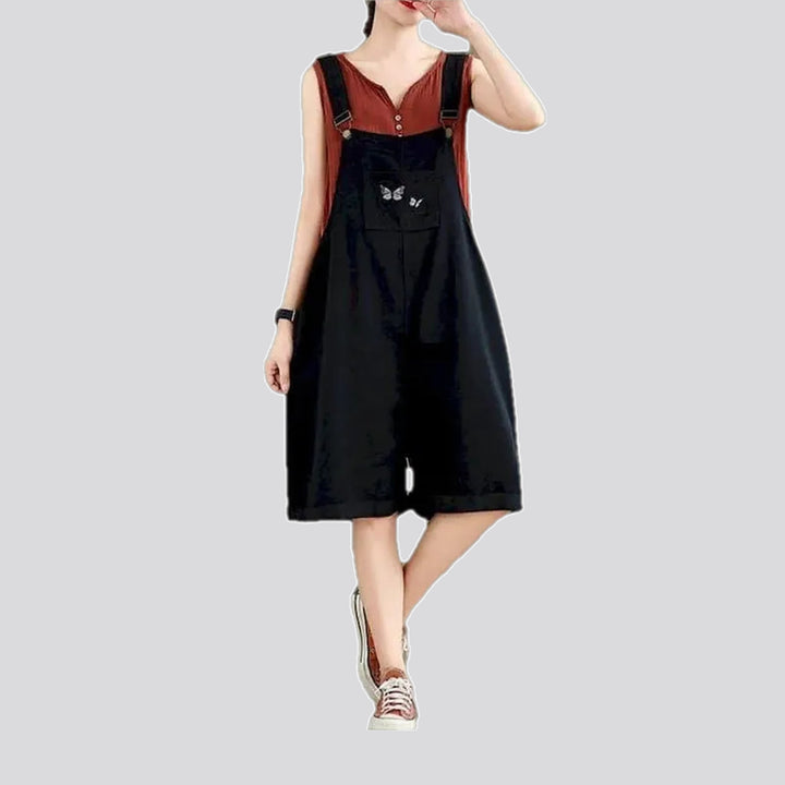 Embroidered women's denim overall