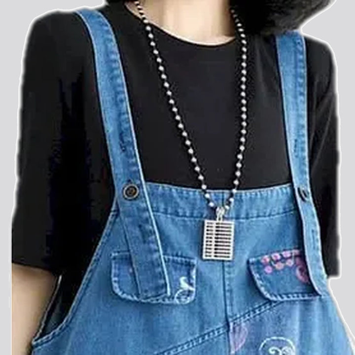 Floral style women's jeans overall