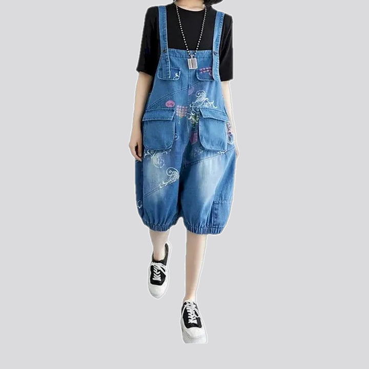 Floral style women's jeans overall