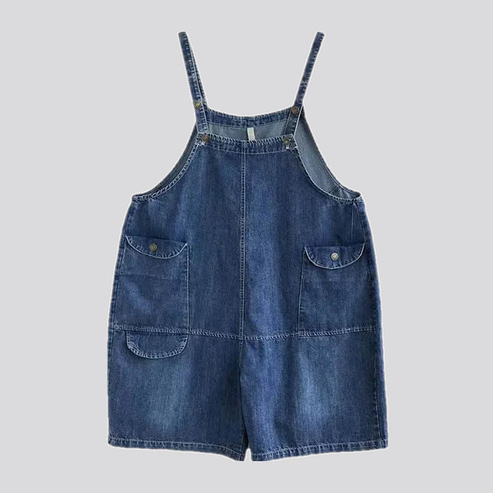 Slouchy fit cargo pockets women's denim overall