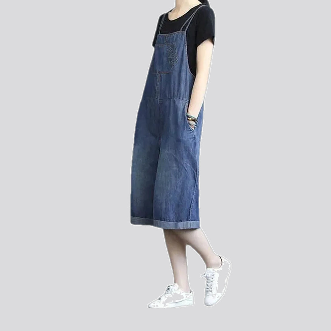 Medium pattern casual denim overall for women