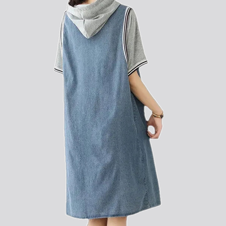 Banded blouson jeans dress