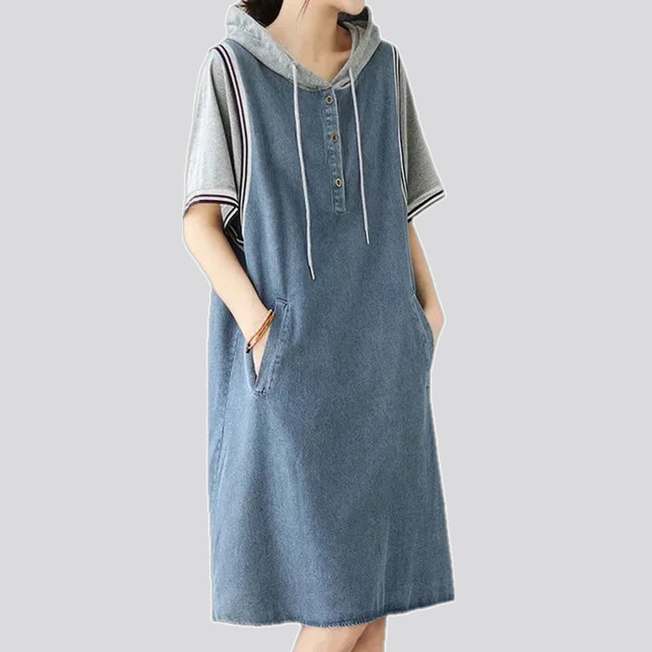 Banded blouson jeans dress