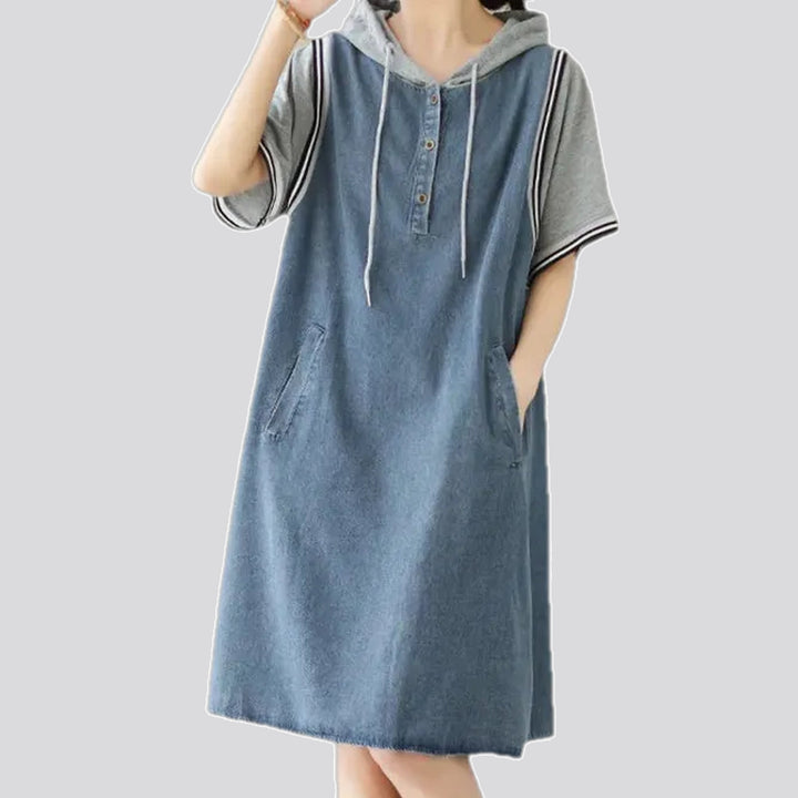 Banded blouson jeans dress