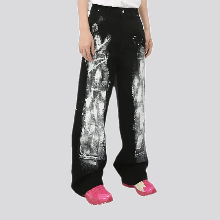 Fashion baggy fit artistic men's jean pants