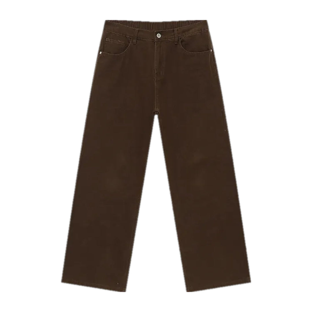 Stylish Baggy Casual Mid-waist Jeans for Men - Brown