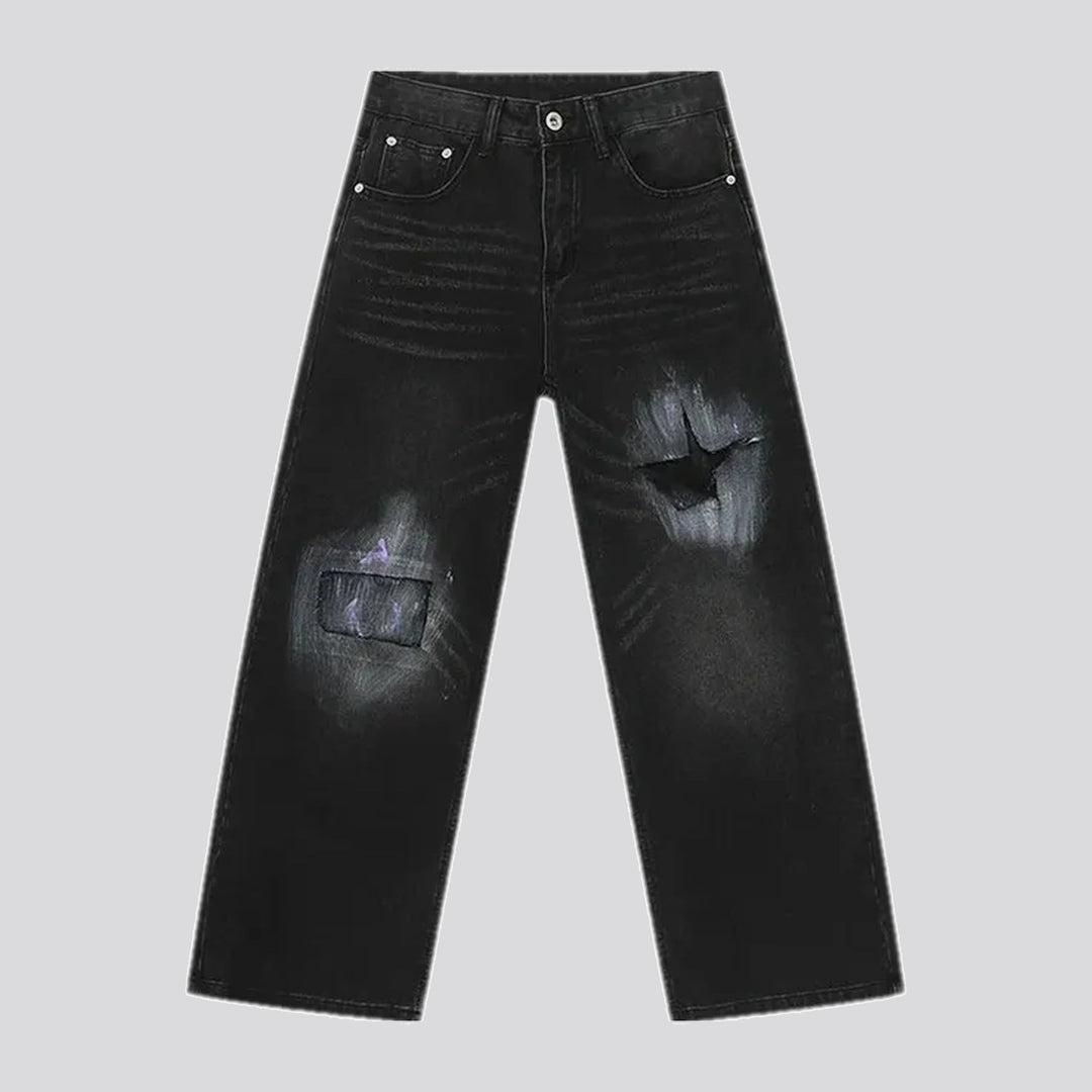 Baggy leg grunge style men's jeans