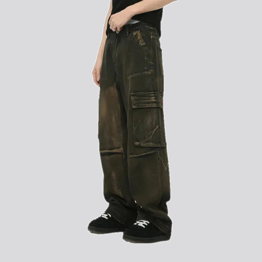 Painted mid waist men's jeans