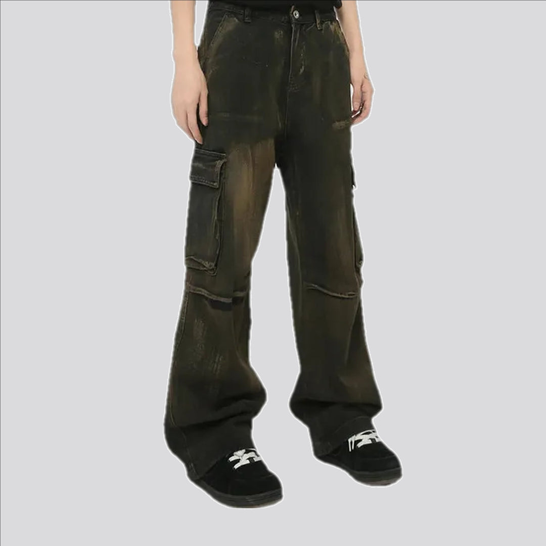 Painted mid waist men's jeans