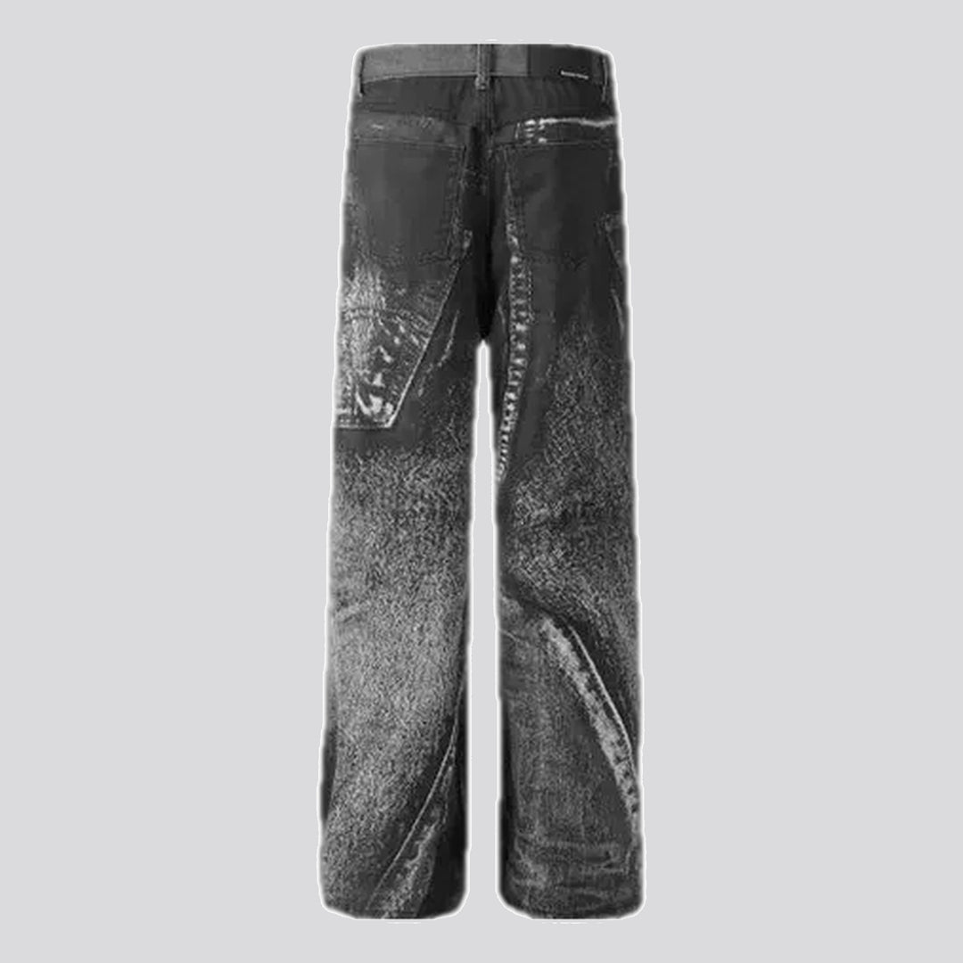 Worn look trendy baggy men's jeans