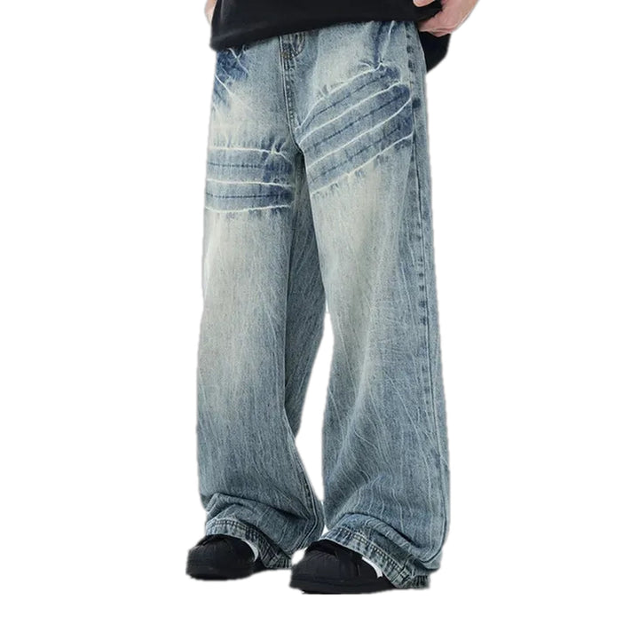 Grunge Fashion Cargo Fit Jeans for Men - Light Blue