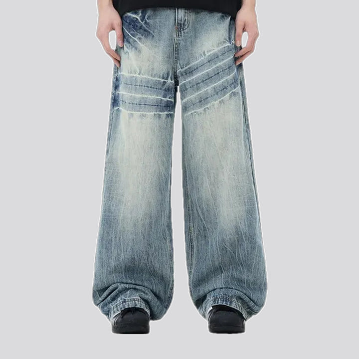 Grunge fashion cargo fit jeans for men