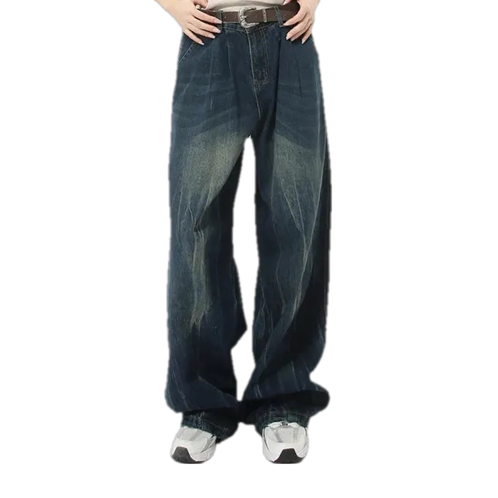 Boho Style Smoothed Fit Men's Jeans - Dark Blue