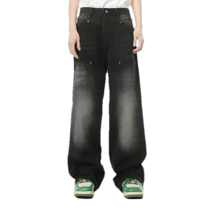 Fashionable Baggy Carpenter Men's Jeans - Black