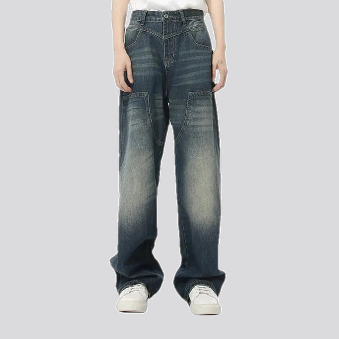 Fashionable baggy carpenter men's jeans