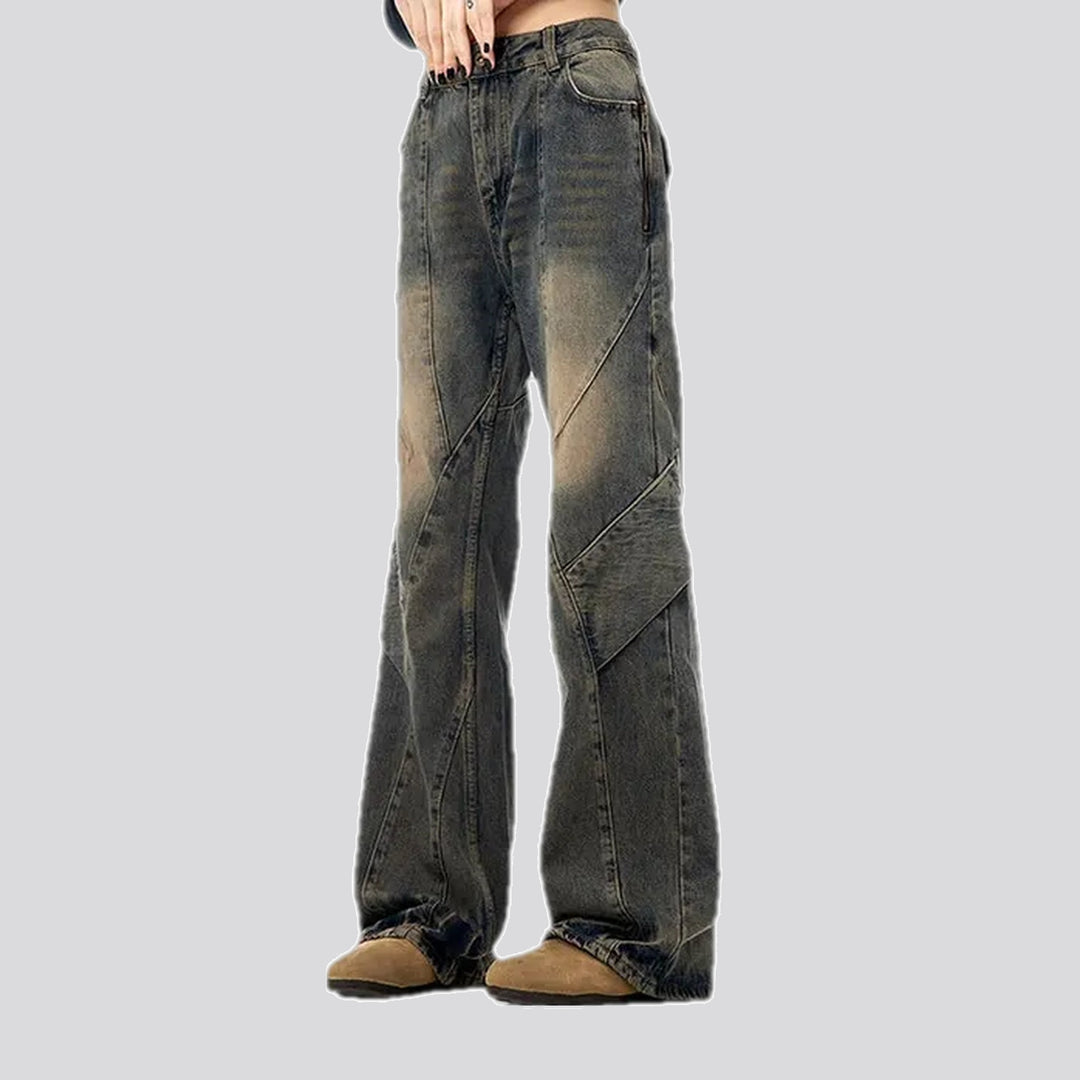 Whiskered bootcut men's jeans