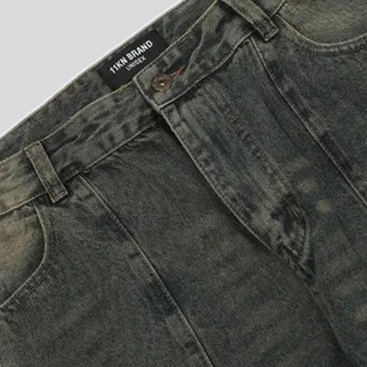 Whiskered bootcut men's jeans