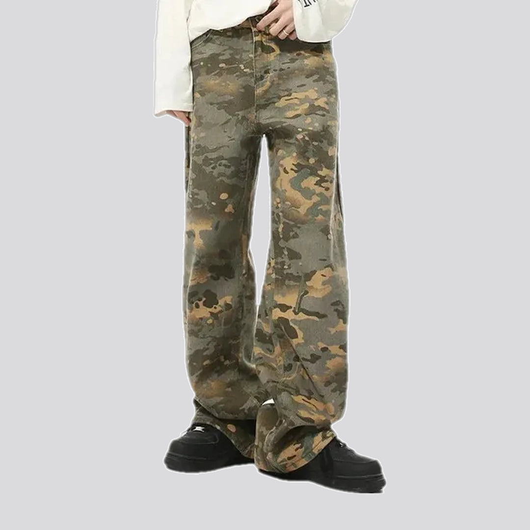 Camo mid waist jeans pants for men