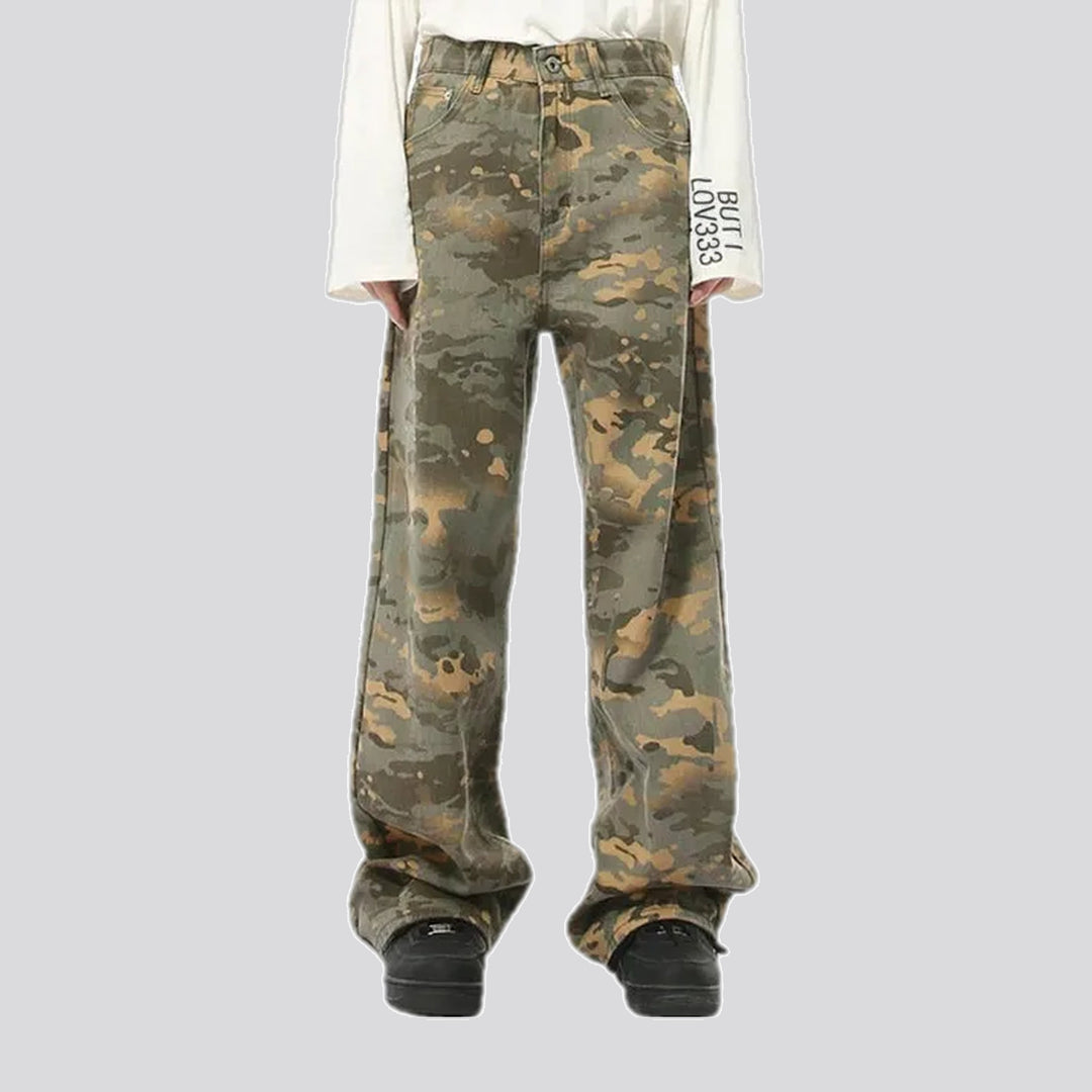 Camo mid waist jeans pants for men