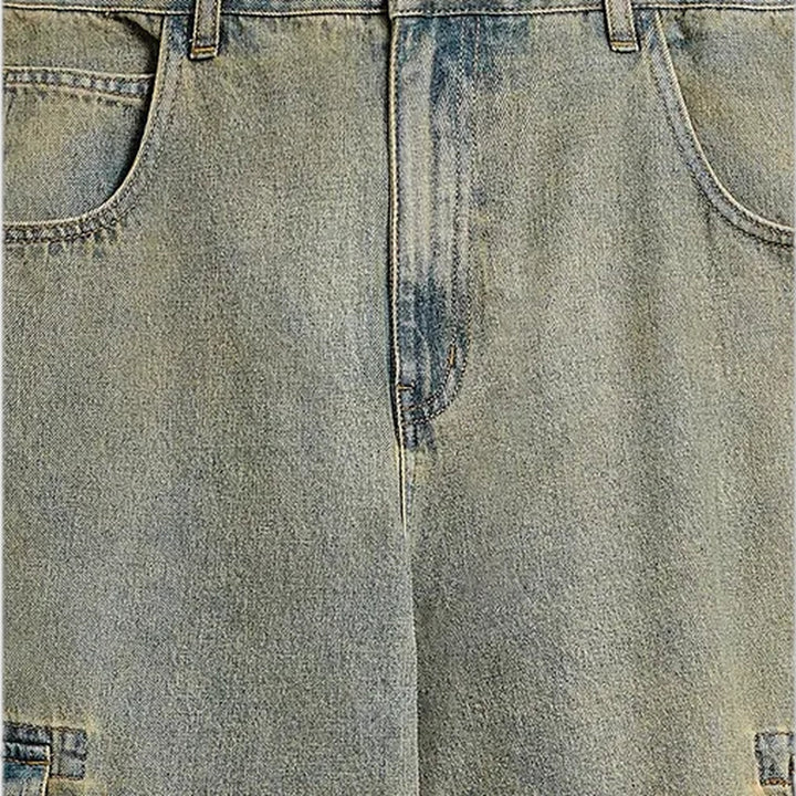 Cargo pockets boho vintage men's jeans