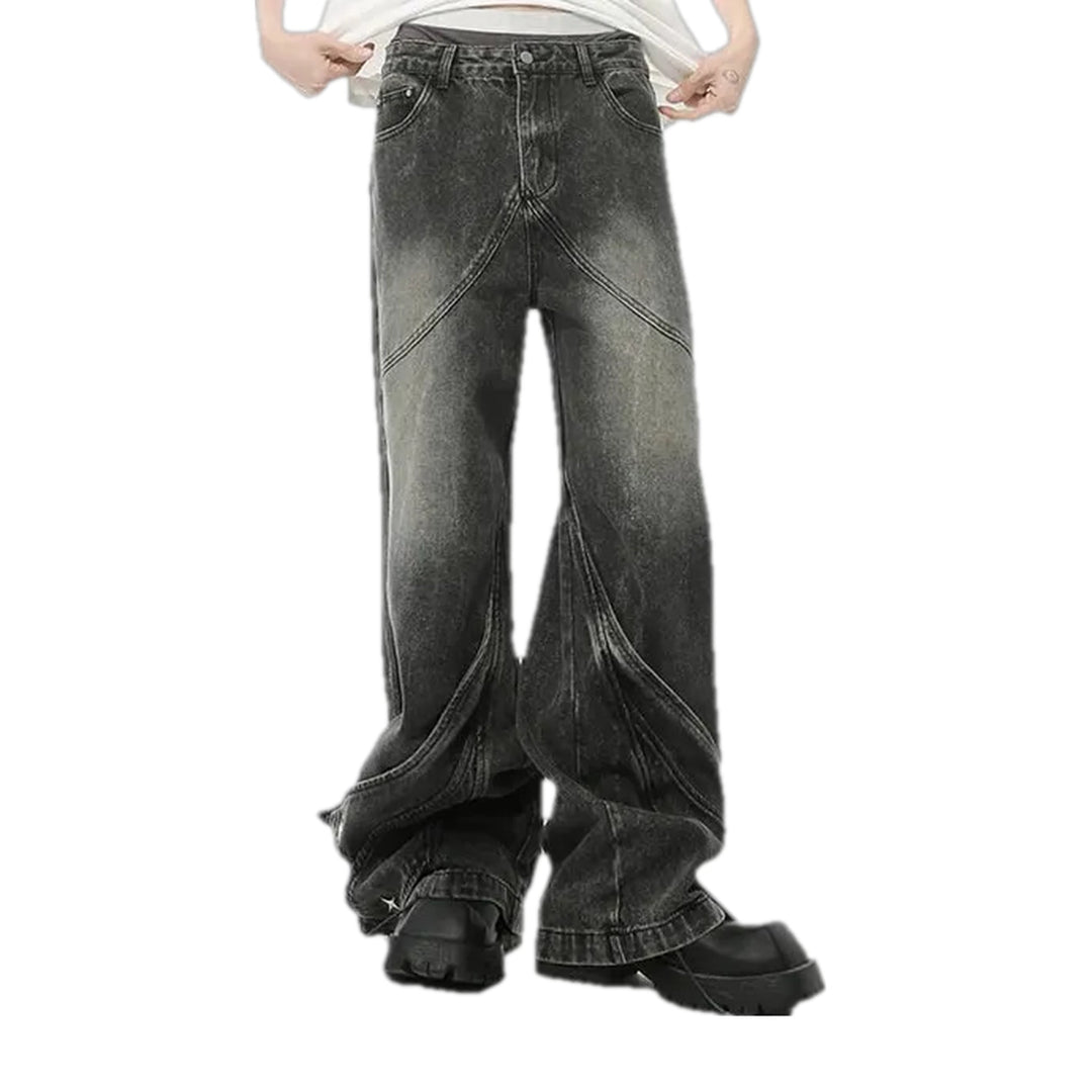 Retro and Wide Fit Men's Jeans - Grey